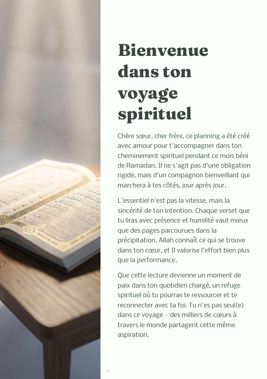 Planning Coran Ramadan – 27 Jours pour Cheminer avec Sérénité (Ebook PDF)